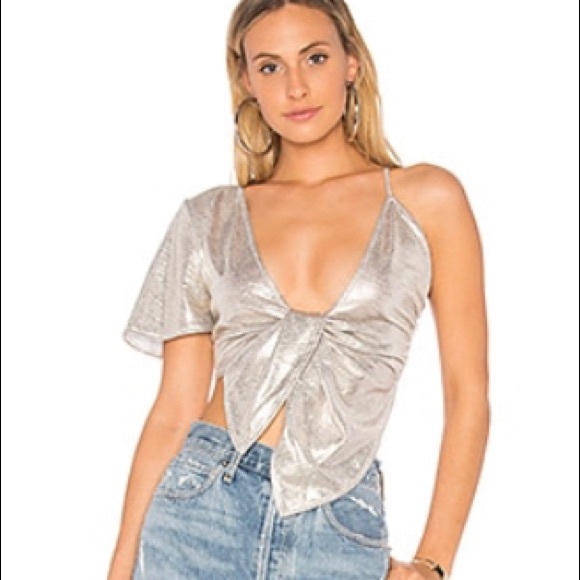 H:ours Top | Sparkly Sequin Top | Silver Crop Top | Revolve Top - Picture 1 of 3